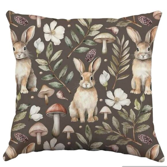 Easter Bunny Fairycore Cottage Whimsicoth Goblin Pillow Cover - Picture 1 of 9